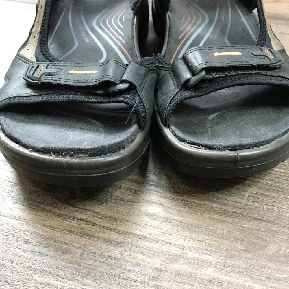 Ecco YUCATAN Sandals Mens Size 11/11.5 EU 45 Leather Outdoor Hiking Casual Black